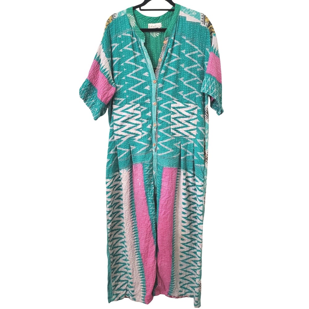 Kantha Bae‎ Bohemian Patchwork Quilt Jumpsuit Embroidered Bohemian Hippie